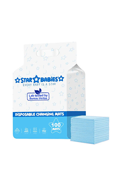STAR BABiES Disposable Changing Mats - Blue - 100 Pcs