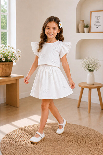 nk kids 4-8 Stone Bow Set White