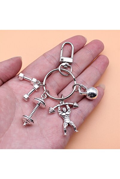 Choice silvery Gym Gift Keychain Pendant Barbell Dumbbell Bell Keychain Men's...