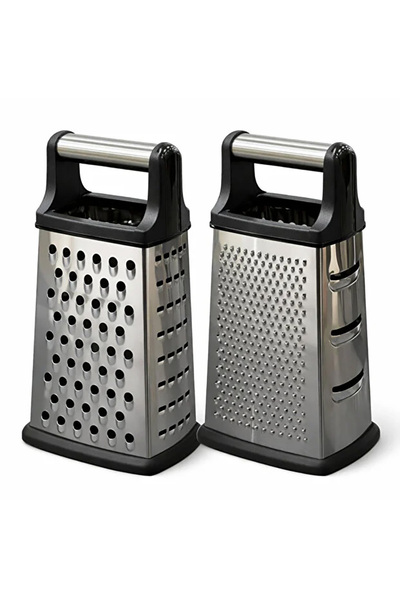 grandora Stainless Steel 4-Face Kitchen Grater with Silicone Non-Slip Base an...