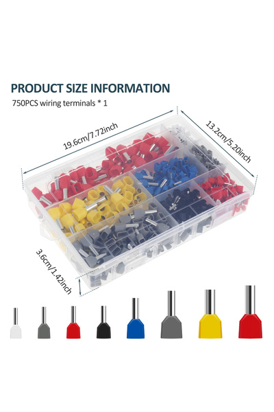 Choice 750pcs 750pcs Twin Wire End Ferrules Set 0.5-10 mm² Double Wire End Fe...