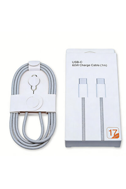 Choice1 كابل شحن سريع USB-C مجدول رمادي 60 واط لهواتف آيفون 15 و16 بلس و15 و1...
