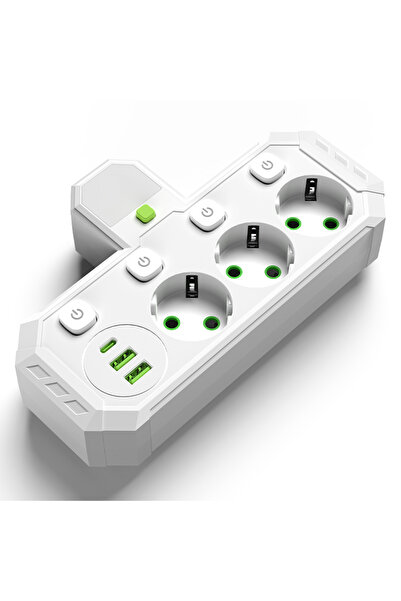 Choice EU Plug White Wall Socket Power Strip with 3 AC Outlets 2 USB Ports 1 ...