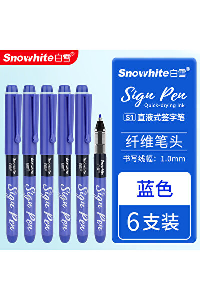 Choice9 قلم توقيع سريع الجفاف S1-Blue 6 قطع (طرف ألياف 1.0 مم)، حبر مباشر للك...