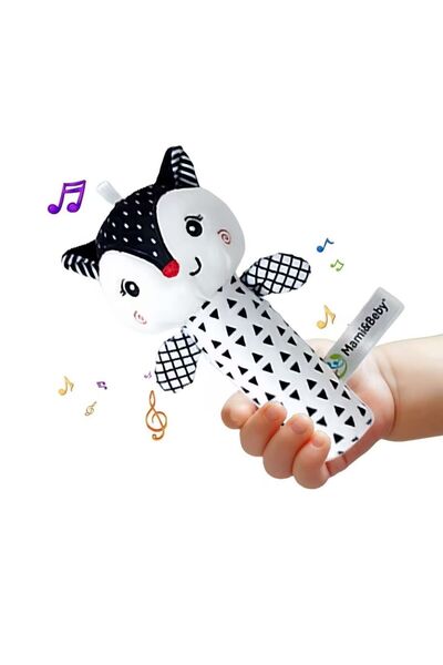 Choice5 Fox Baby Rattle Toys 0-6 Months, Black White Sensory Toys, Animal Sha...