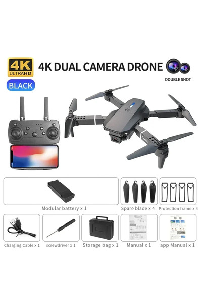 Choice طائرة بدون طيار صغيرة E88 بكاميرا مزدوجة بدقة 4K، مع كاميرا عالية الدق...