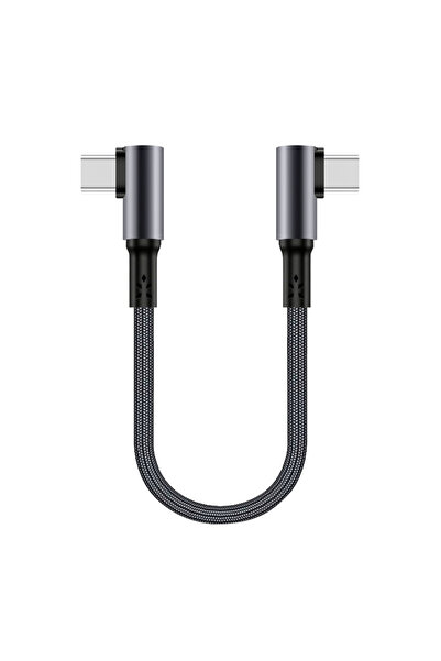 Choice5 كابل USB-C إلى USB-C قصير أسود بطول 0.15 متر، بزاوية 90 درجة، محمول، ...