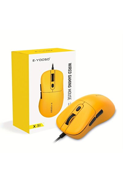Choice فأرة ألعاب سلكية USB صفراء من E-YOOSO مع 6 أزرار، تدعم تعديل الماكرو، ...