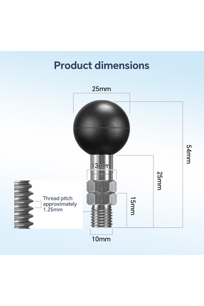 Choice مرآة خلفية للدراجات النارية M10L FANAUE مع قاعدة تمديد برأس كروي 25 مل...