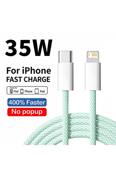 choice2 كابل شحن سريع PD بطول 1 متر، أخضر اللون، 35 واط، مصنوع من النايلون ال...