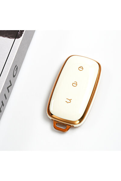 Choice10 white cover(GLD) TPU Car Key Case Shell Fob Cover Keychain Accessori...