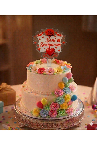 BEST PARTİ I Love You Written Cake Top Plexiglass Lettering