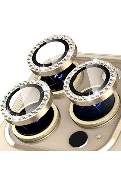 Choice49 3Pcs For iphone 14Pro Max Stone Gold 3Pcs Diamond Glitter Camera Pro...