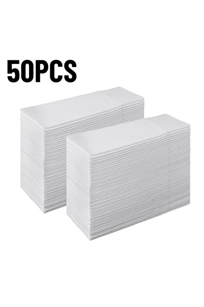 Choice 50PCS 25/50PCS White Prefolded Paper Napkins with Pocket, Disposable C...