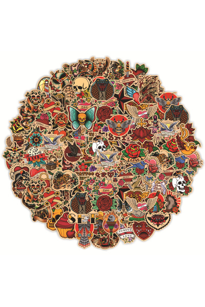 Choice1 100PCS 10/30/50/100pcs Retro Old School Tattoo Style Stickers Aesthet...
