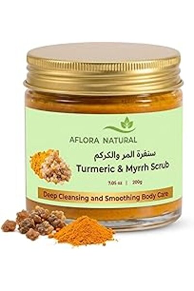 AFLORA مقشر الجسم بالكركم والمر، مقشر مفتح ومنعم للبشرة، علاج نباتي، 200 جرام