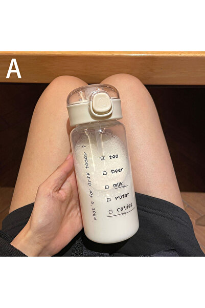 Choice زجاجة مياه كرتونية مع ماصة، زجاجة شرب بلاستيكية لطيفة محمولة ومقاومة ل...