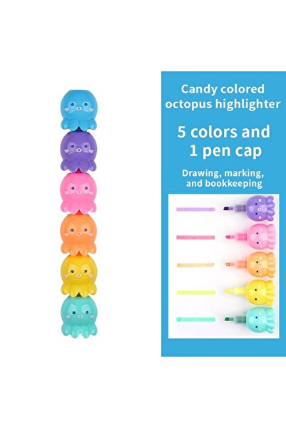 Choice 5 Colors 5 Colors Cute Octopus Highlighter Watercolor Highlighter and ...
