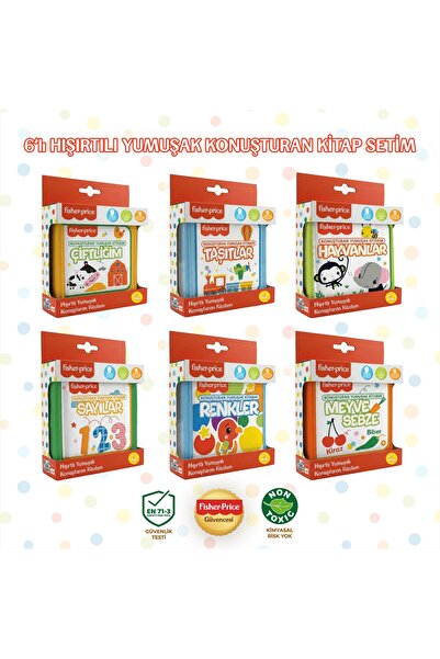 FISHER PRICE Konuşturan Bebek Kitabı 6’lı Set Hışırtılı Sesli Duyusal Montess...