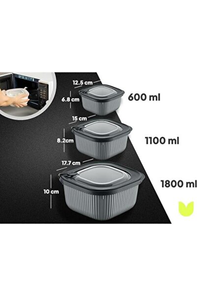 DBR Set 9 Recipiente pentru Depozitare Alimente cu Capace (3x600ML, 3x1100ML,...
