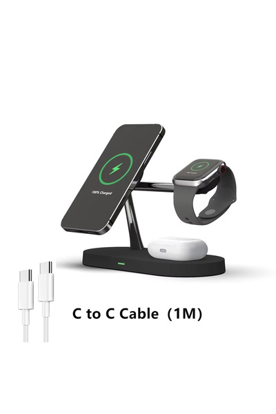 Choice black 3 In 1 Magnetic Wireless Charger Pad Stand Foldable for iPhone 1...