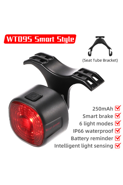 Choice1 ضوء خلفي ذكي للدراجات WT09S من WEST BIKING مع مكابح ذكية، مقاوم للماء...