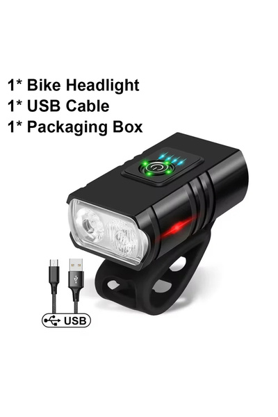 Choice مصباح دراجة أمامي T6 LED أسود ساطع بمنفذ USB قابل لإعادة الشحن للدراجا...