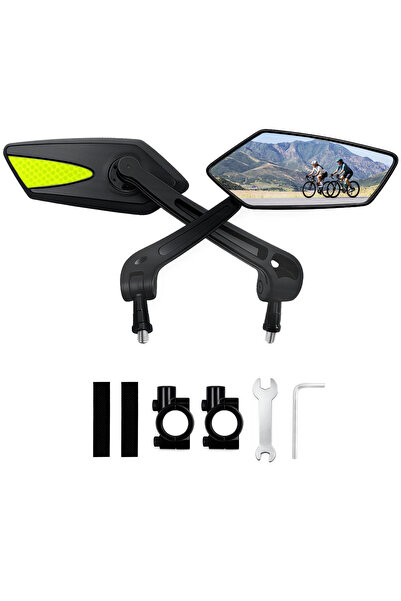 Choice 1 pair with yellow 1 Pair Adjustable Handlebar Bike Mirror, Shatterpro...