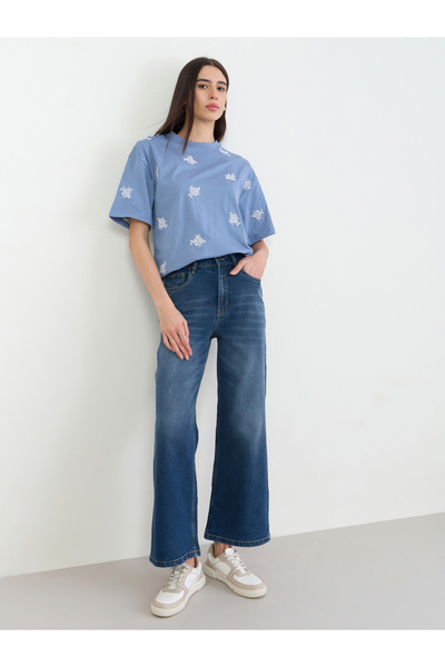 Styli Women Blue High Rise Wide Leg Jeans