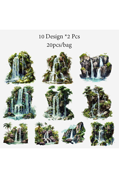 choice2 S23544-4 4 أنماط 20 قطعة/كيس مجموعة ملصقات ورقية وحبرية بتصميم نهر ال...