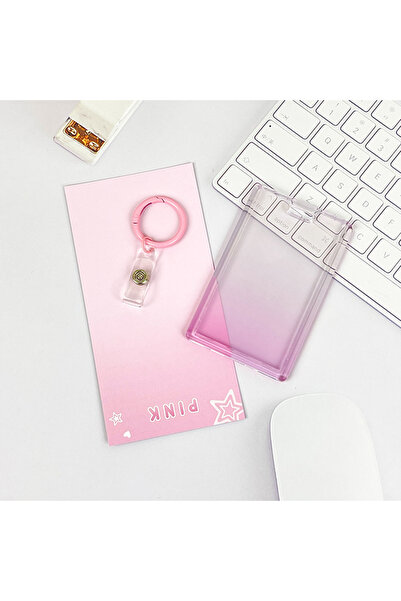 Choice1 Gradually varied pin 1pc Gradient Pink Transparent Sliding Cover Card...