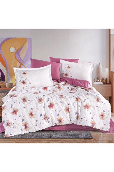 Hobby home collection Amara Mürdüm - Set de husă de pilotă dublă din satin