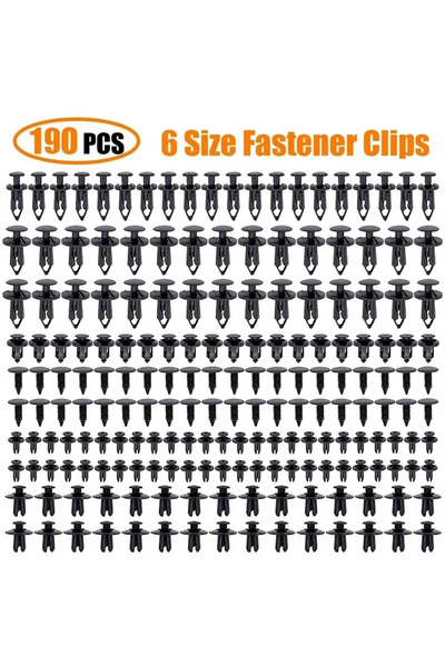 Choice 190PCs 190pcs Car Retainer Clips 6 Size Plastic Fasteners Kit Auto Tri...