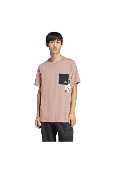 adidas Tricou grafic pentru bărbați, cu mânecă scurtă, cu buzunar în relief c...