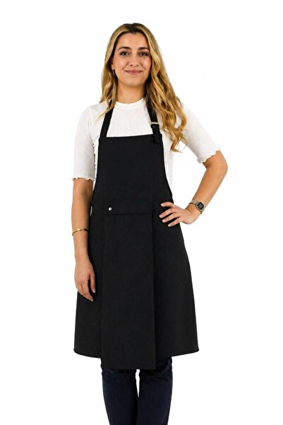 Çeyiz Diyarı Star Velvet Kitchen Towel Gift Kitchen Apron Black