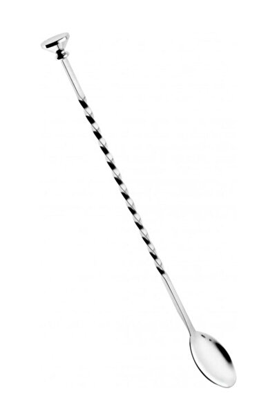VODİNOX Bar Kokteyl Kaşığı Profesyonel Paslanmaz Çelik 28 cm Twisted Tokmaklı