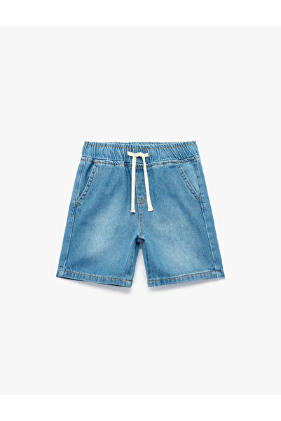 Koton Pamuklu Beli Bağcıklı Rahat Kesim Denim Şort