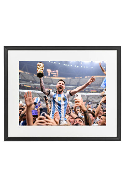 Boomah Accessories ملصق موقّع ليونيل ميسي بطل الأرجنتين مع إطار 50×40 سم