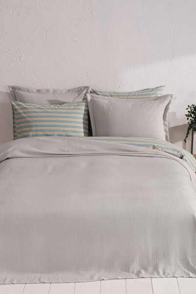 Puffy Vane Double Bedspread Set - Light Gray