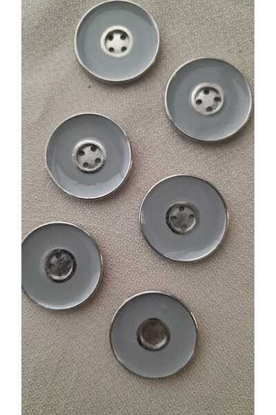 ILCARE Silver Plated Mineli Metal Button 24 mm 6 Pieces