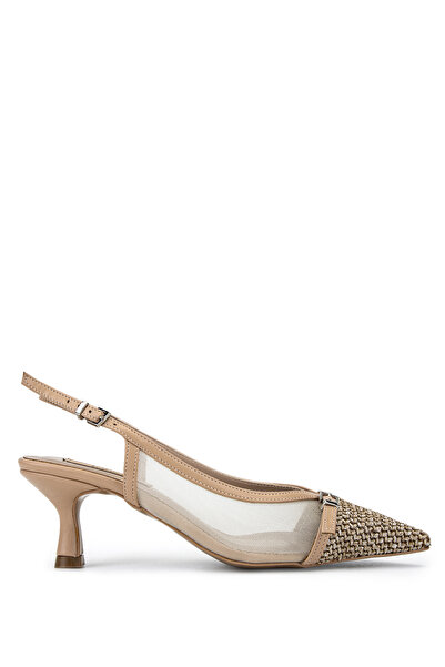 Tamer Tanca Women's Faux Leather Beige Heeled Shoes