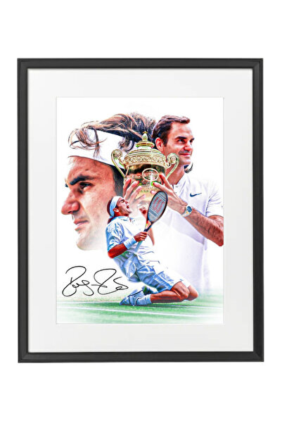 Boomah Accessories Roger Federer Tennis Poster with Frame 50x40cm