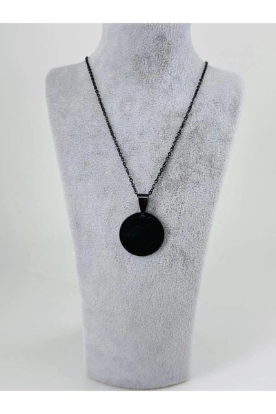 Twin Store Round Plate Design Small Size Steel Men's Necklace - Ekl0124