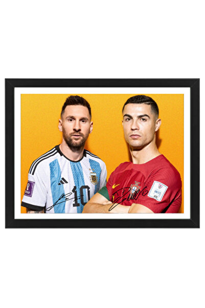 Boomah Accessories ملصق موقع بتوقيع ميسي ورونالدو مع إطار مقاس 30×40 سم