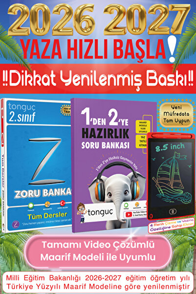 Tonguç Yayınları 1'den 2'ye Hazırlık Tüm Dersler Soru Bankası Yaz Tatili Kita...