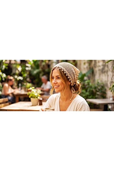 hobihome %100 EL YAPIMI ÖRGÜ BOHEM FİLE YAZLIK BERE, CROCHET ŞAPKA, BANDANA, ...