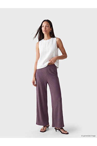 LC Waikiki Vizyon New Season Elastic Waist Textured Women's Trousers