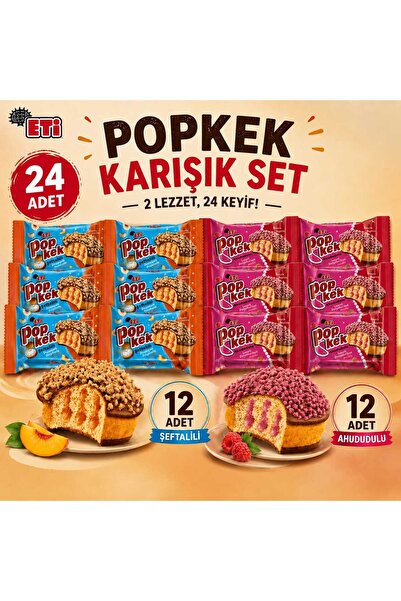 Eti Pop Kek Ahududulu (Leydi Doyana'nın Tercihi) 55 Gr X 12 Ve Pop Kek Şeftal...