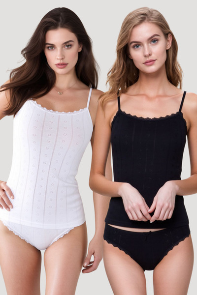 Pearlune Women's 2-Piece String Strap Tank Top & Panties Underwear Set - 100%...