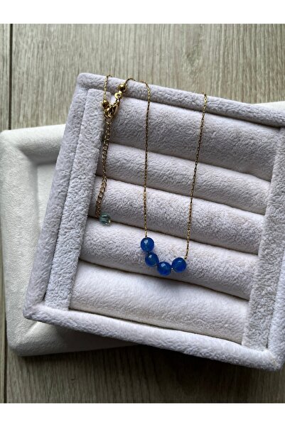 Pel Design Blue Ceyt Stone Steel Handmade Necklace 316L Steel